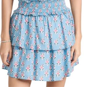 Marea Skirt Floral Size Small‎ Smocked Waist Ruffle Strechy Waist